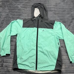 Frogg Toggs Rain Jacket Mint Green Gray Full Zip Hooded Shell Mens SM